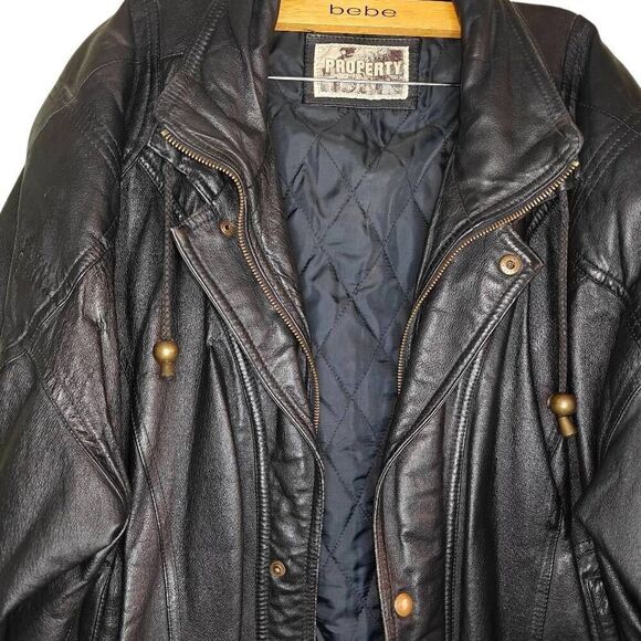 Property Vintage Leather Bomber Jacket Coat - Picture 5 of 13